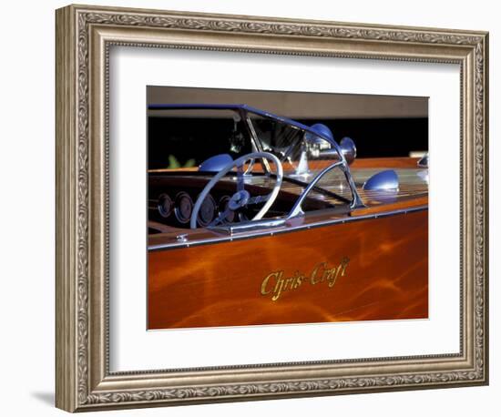 Chris Craft Classic Wooden Powerboat, Seattle Maritime Museum, Lake Union, Washington, USA-William Sutton-Framed Photographic Print