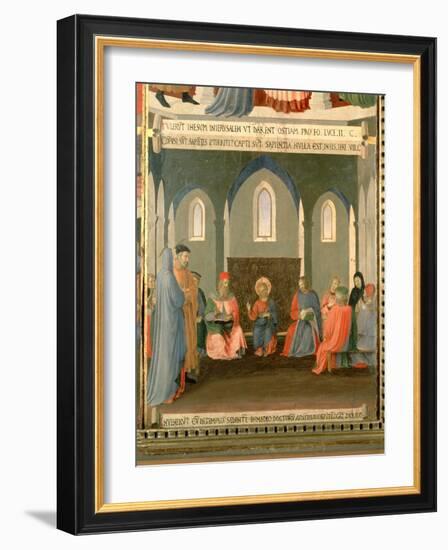 Christ Among the Doctors, Panel One of the Silver Treasury of Santissima Annunziata, c.1450-53-Fra Angelico-Framed Giclee Print