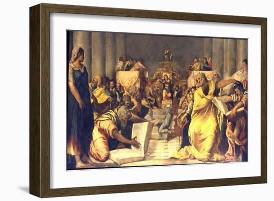 Christ Among the Doctors-Jacopo Tintoretto-Framed Giclee Print