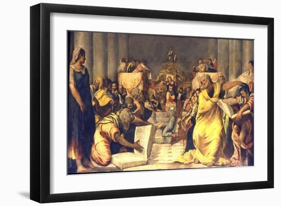 Christ Among the Doctors-Jacopo Tintoretto-Framed Giclee Print