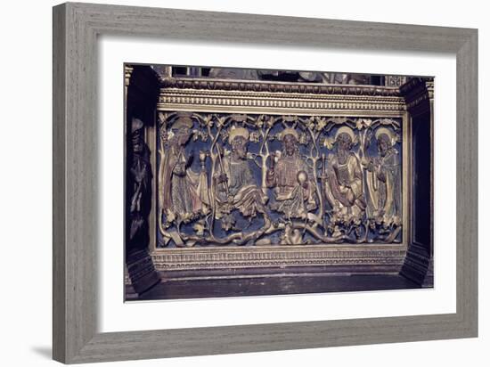 Christ and Four Saints, Detail Gilded Reliefs, Church of San Fedele, Como, Italy, 12th Century-null-Framed Giclee Print