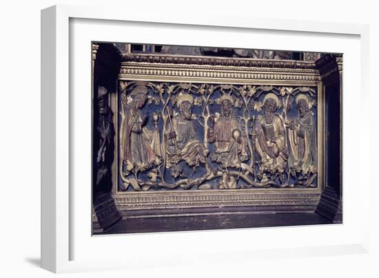 Christ and Four Saints, Detail Gilded Reliefs, Church of San Fedele, Como, Italy, 12th Century-null-Framed Giclee Print