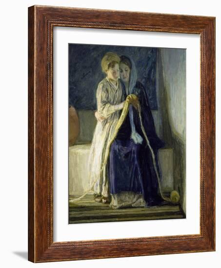 Christ and His Mother Studying the Scriptures, C.1909 (Oil on Canvas)-Henry Ossawa Tanner-Framed Giclee Print