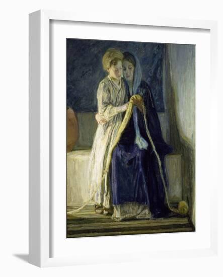 Christ and His Mother Studying the Scriptures, C.1909 (Oil on Canvas)-Henry Ossawa Tanner-Framed Giclee Print