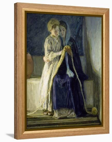 Christ and His Mother Studying the Scriptures, C.1909 (Oil on Canvas)-Henry Ossawa Tanner-Framed Premier Image Canvas