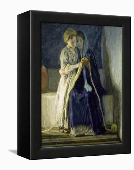 Christ and His Mother Studying the Scriptures, C.1909 (Oil on Canvas)-Henry Ossawa Tanner-Framed Premier Image Canvas