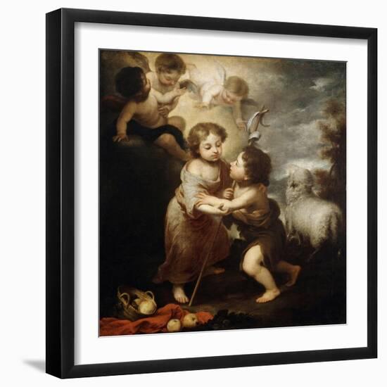 Christ and John the Baptist as Children, Between 1655 and 1660-Bartolomé Esteban Murillo-Framed Giclee Print