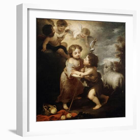 Christ and John the Baptist as Children, Between 1655 and 1660-Bartolomé Esteban Murillo-Framed Giclee Print