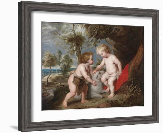 Christ and John the Baptist as Children-Peter Paul Rubens-Framed Giclee Print