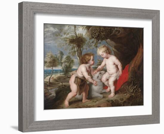 Christ and John the Baptist as Children-Peter Paul Rubens-Framed Giclee Print