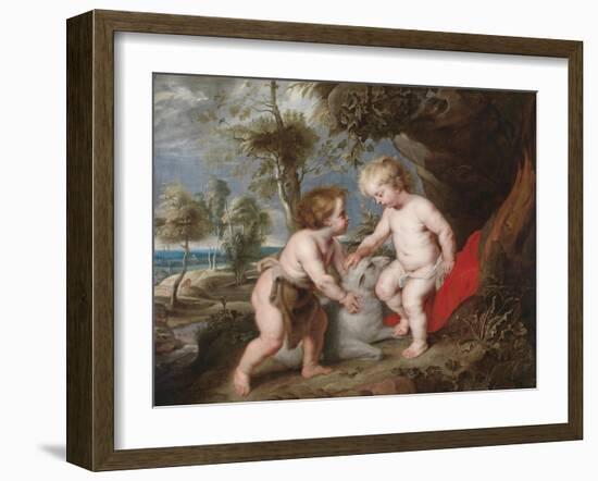 Christ and John the Baptist as Children-Peter Paul Rubens-Framed Giclee Print