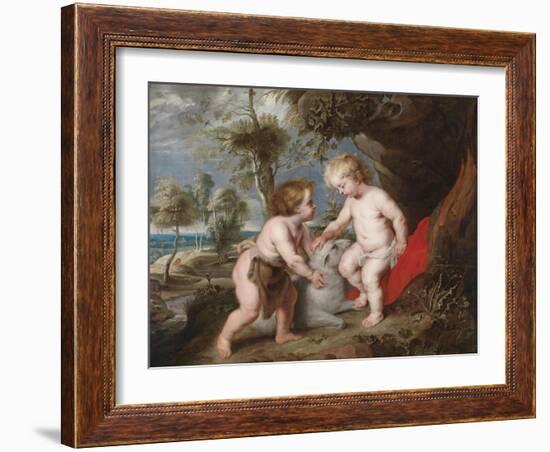 Christ and John the Baptist as Children-Peter Paul Rubens-Framed Giclee Print