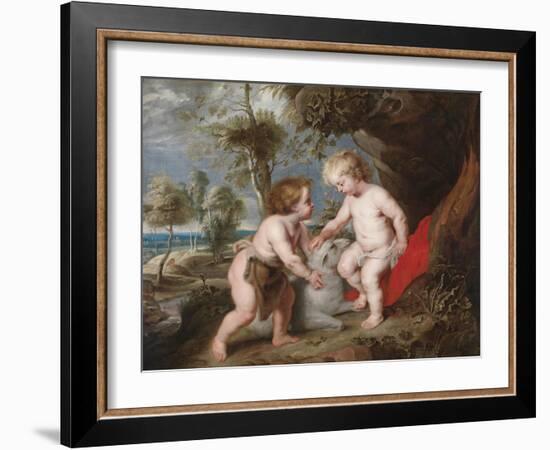 Christ and John the Baptist as Children-Peter Paul Rubens-Framed Giclee Print