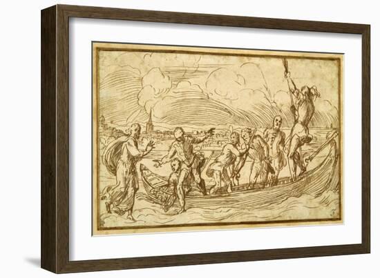 Christ and St Peter Walking on the Water-Domenico Campagnola-Framed Giclee Print