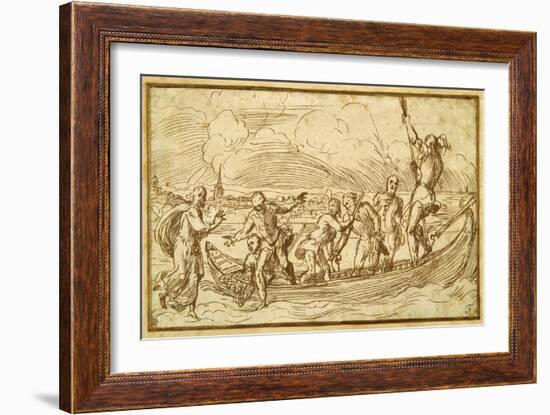 Christ and St Peter Walking on the Water-Domenico Campagnola-Framed Giclee Print