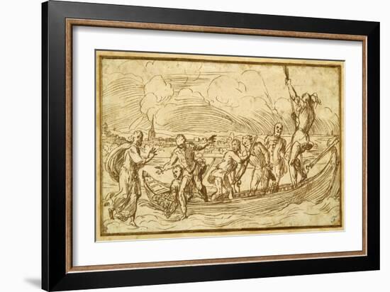 Christ and St Peter Walking on the Water-Domenico Campagnola-Framed Giclee Print