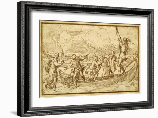 Christ and St Peter Walking on the Water-Domenico Campagnola-Framed Giclee Print