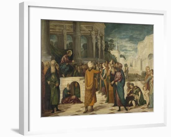 Christ and the Adulteress, 1550-80-Jacopo Robusti Tintoretto-Framed Giclee Print