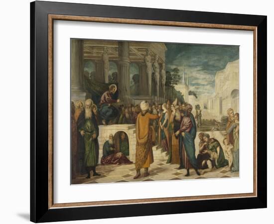 Christ and the Adulteress, 1550-80-Jacopo Robusti Tintoretto-Framed Giclee Print