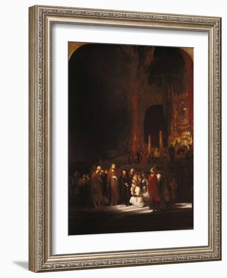 Christ and the Adulteress, 1644-Rembrandt van Rijn-Framed Giclee Print