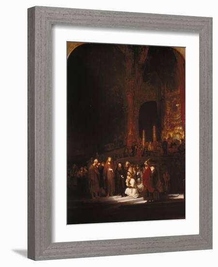 Christ and the Adulteress, 1644-Rembrandt van Rijn-Framed Giclee Print