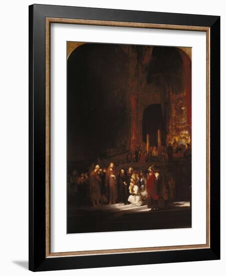 Christ and the Adulteress, 1644-Rembrandt van Rijn-Framed Giclee Print