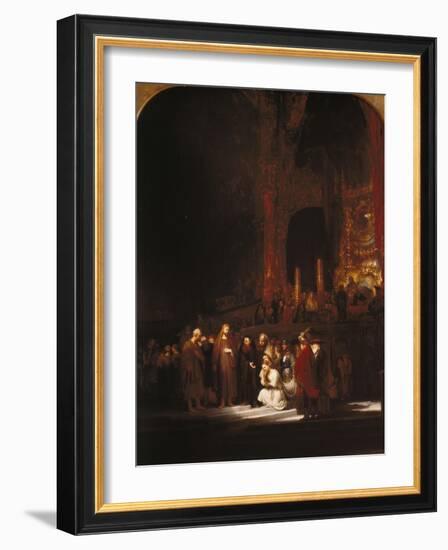 Christ and the Adulteress, 1644-Rembrandt van Rijn-Framed Giclee Print