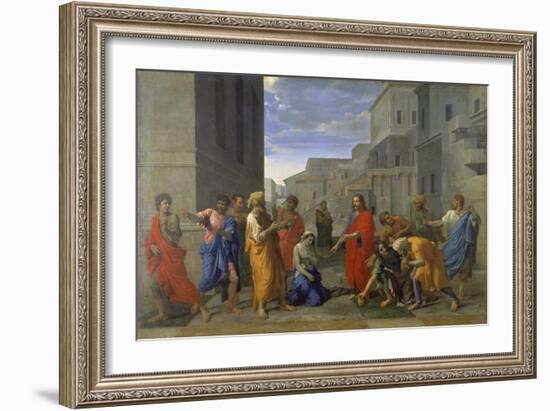 Christ and the Adulteress, 1653-Nicolas Poussin-Framed Giclee Print