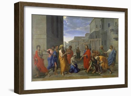 Christ and the Adulteress, 1653-Nicolas Poussin-Framed Giclee Print