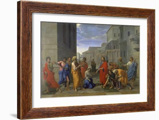 Christ and the Adulteress, 1653-Nicolas Poussin-Framed Giclee Print