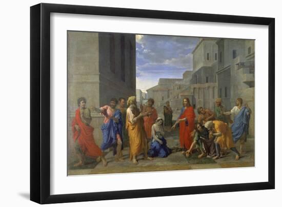 Christ and the Adulteress, 1653-Nicolas Poussin-Framed Giclee Print