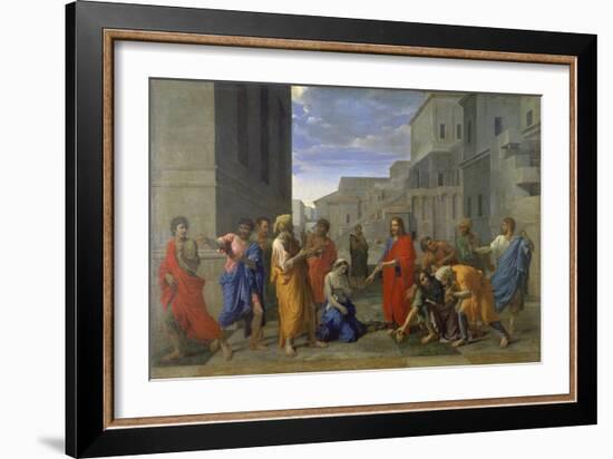 Christ and the Adulteress, 1653-Nicolas Poussin-Framed Giclee Print