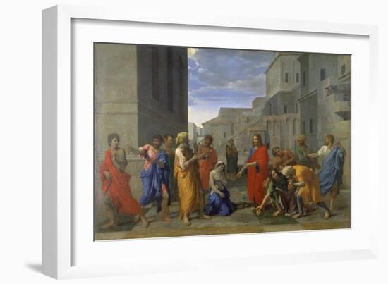 Christ and the Adulteress, 1653-Nicolas Poussin-Framed Giclee Print