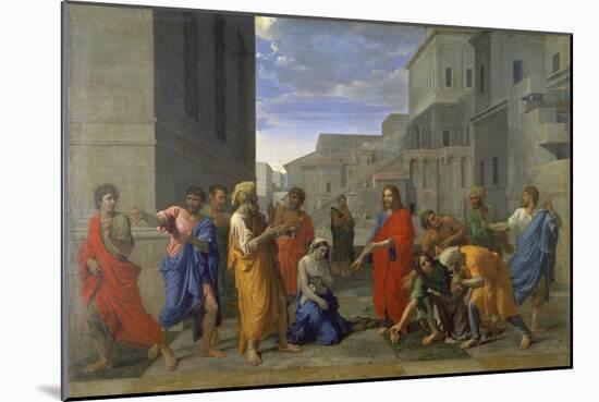 Christ and the Adulteress, 1653-Nicolas Poussin-Mounted Giclee Print