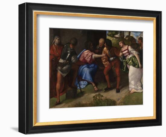 Christ and the Adulteress, C.1508-10 (Oil on Canvas)-Titian (c 1488-1576)-Framed Giclee Print