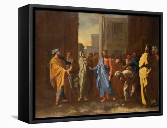 Christ and the Adulterous Woman (Oil)-Nicolas Poussin-Framed Premier Image Canvas