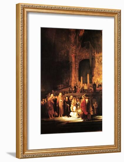 Christ and the Adultress-Rembrandt van Rijn-Framed Art Print