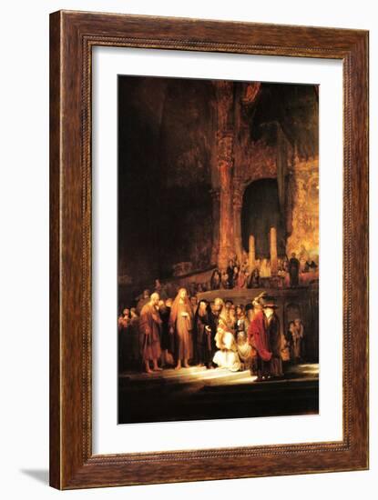 Christ and the Adultress-Rembrandt van Rijn-Framed Art Print