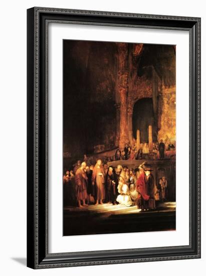 Christ and the Adultress-Rembrandt van Rijn-Framed Art Print