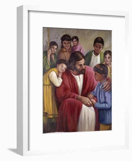 Christ and the Children of All Races-Vittorio Bianchini-Framed Giclee Print