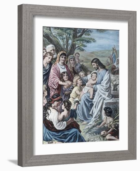 Christ and the Children-Bernhard Plockhorst-Framed Giclee Print