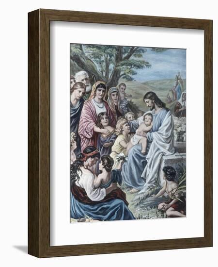 Christ and the Children-Bernhard Plockhorst-Framed Giclee Print