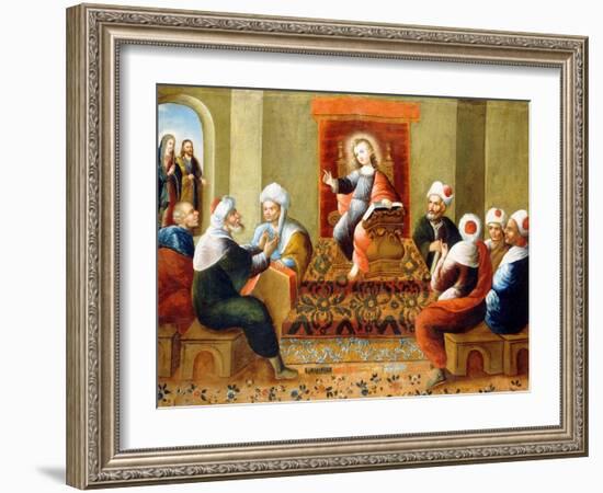 Christ and the Doctors (Oil on Canvas)-Diego Quispe Tito-Framed Giclee Print