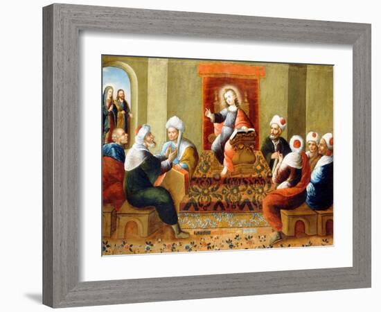 Christ and the Doctors (Oil on Canvas)-Diego Quispe Tito-Framed Giclee Print