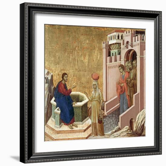 Christ and the Samaritan Woman, Ca 1310-Duccio di Buoninsegna-Framed Giclee Print