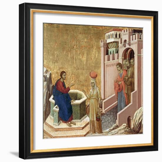 Christ and the Samaritan Woman, Ca 1310-Duccio di Buoninsegna-Framed Giclee Print