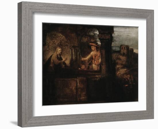 Christ and the Woman of Samaria, 1659-Rembrandt van Rijn-Framed Giclee Print