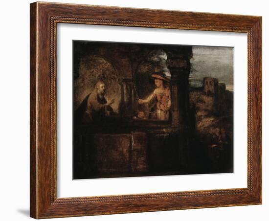 Christ and the Woman of Samaria, 1659-Rembrandt van Rijn-Framed Giclee Print
