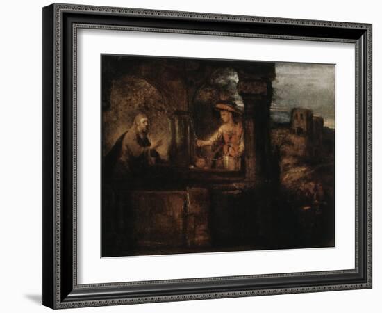 Christ and the Woman of Samaria, 1659-Rembrandt van Rijn-Framed Giclee Print