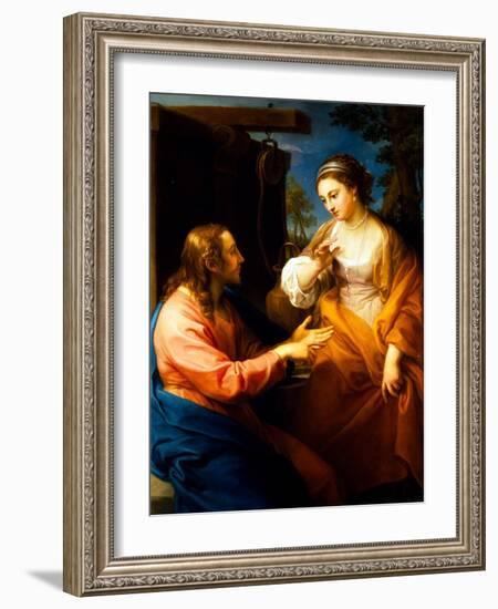 Christ and the Woman of Samaria, 17Th Century (Oil on Canvas)-Pompeo Girolamo Batoni-Framed Giclee Print